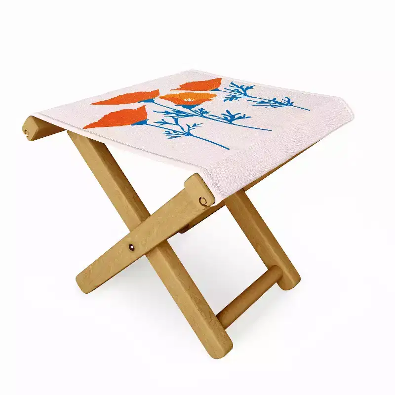 Insvy Design Studio California Poppy Orange Blue Folding Stool