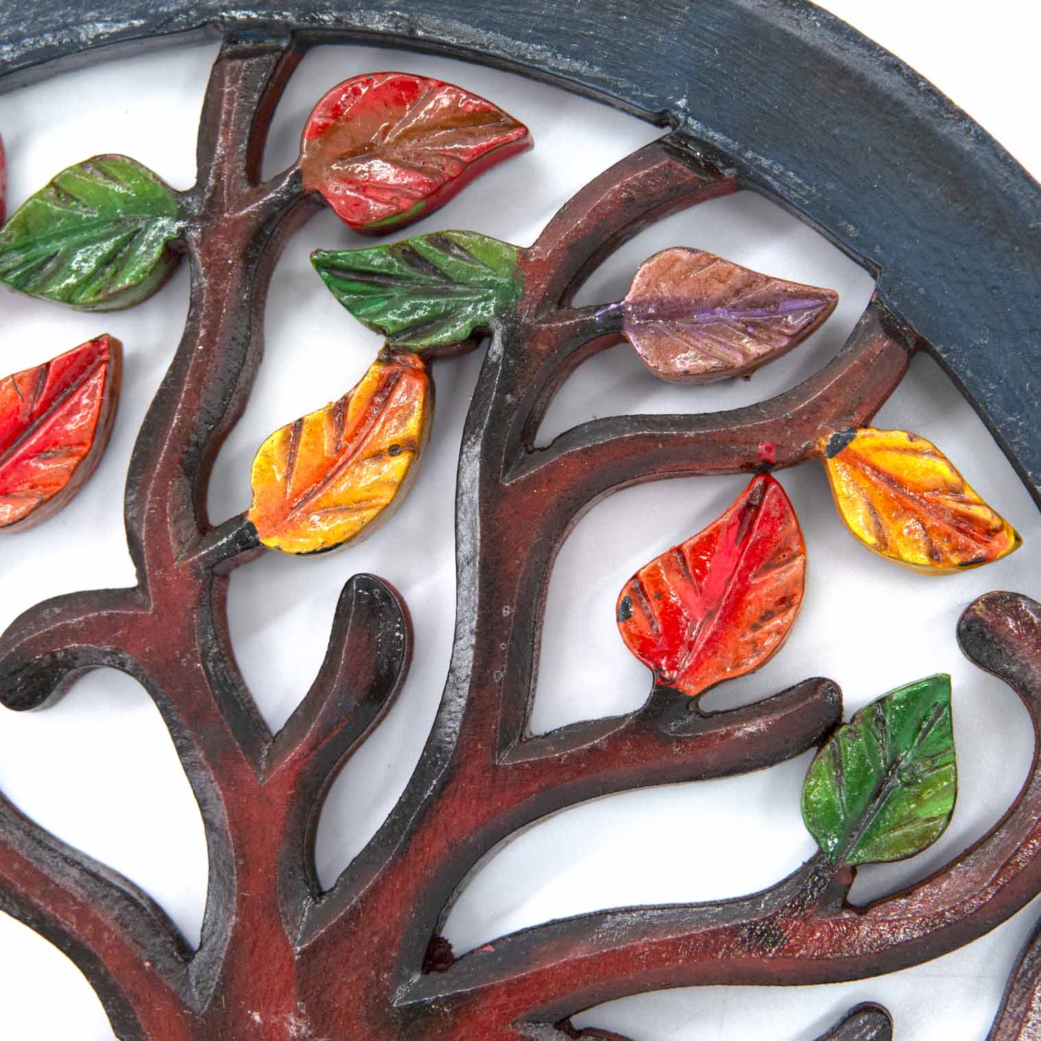 Tree of Life Circle Plaque with Autumn Leaves
