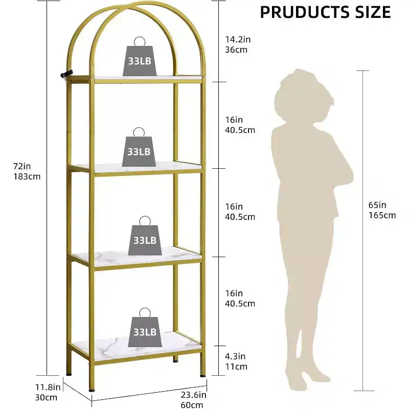 4-Tier Arched Bookshelf - 63