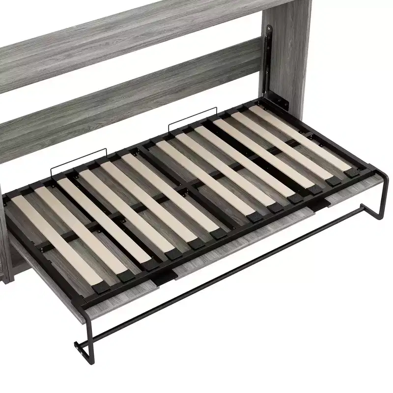GDFStudio Bennett Metal and Wood Murphy Bed, Folded into a Cabinet