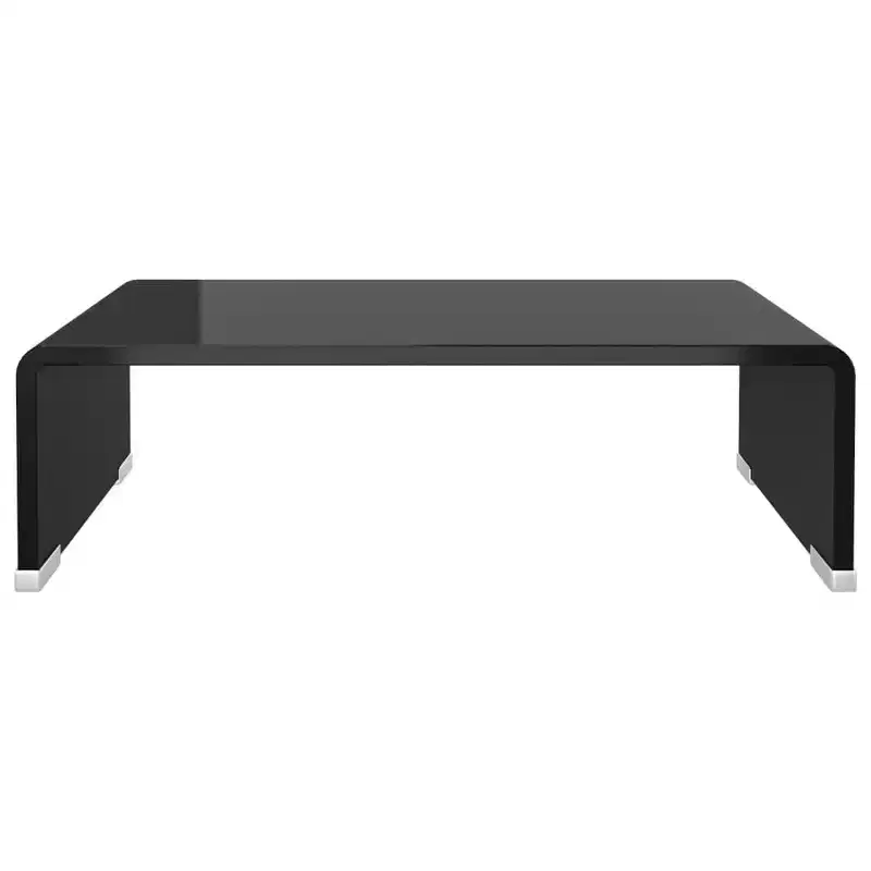vidaXL TV Stand Black Tempered glass, plastic Medium Sleek TV Stand
