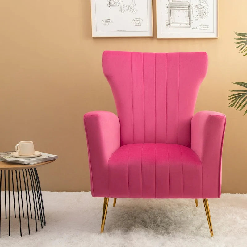 Velvet Accent Chair with Gold Legs