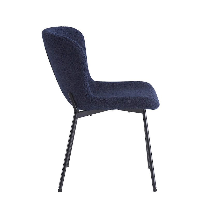 Fabric Upholstered Armless Dining Chairs with Powder-Coated Steel Legs, Set of 2