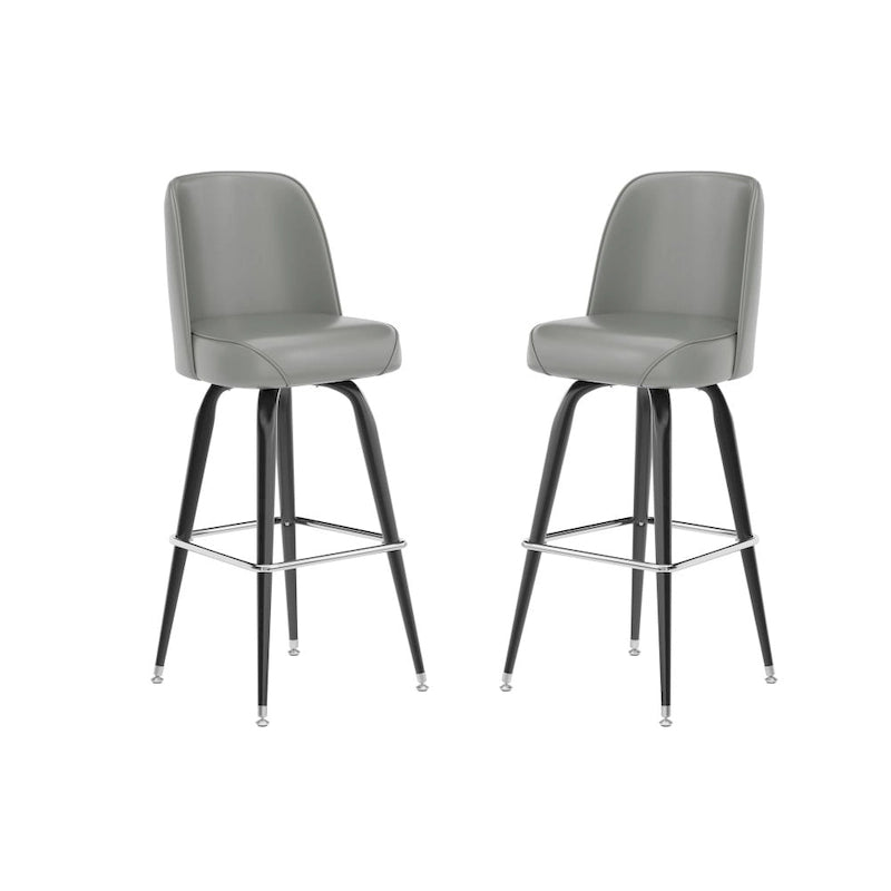 2-Pack Metal Barstools with Swivel Vinyl Bucket Seat & Footrest