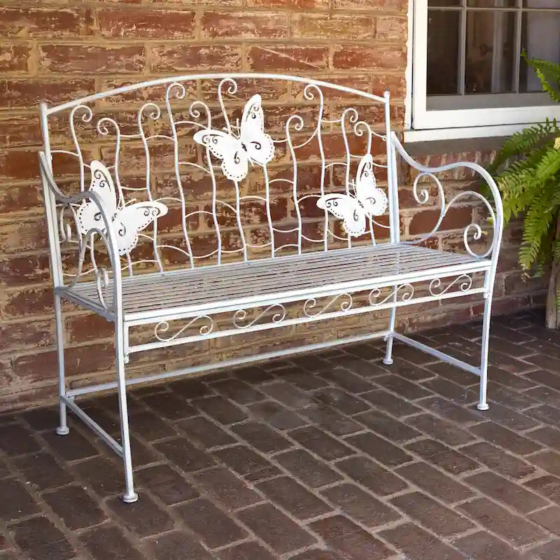Alpine Corporation 44L Indoor/Outdoor 2-Person Classic Metal Garden Bench