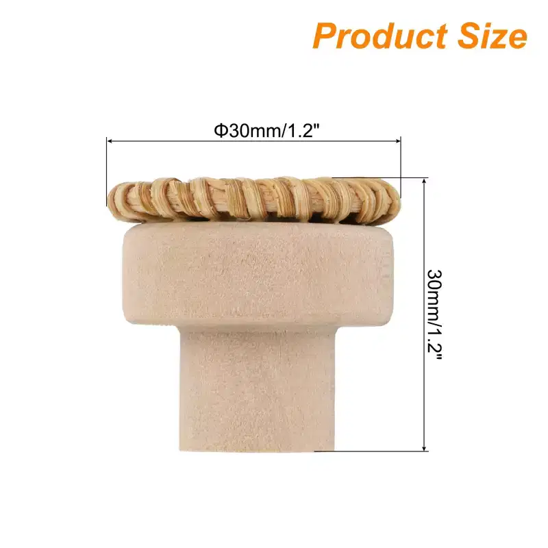 Unique Bargains Rattan Wood Handmade Dresser Cabinet Knobs with Screws