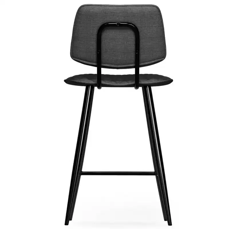 WyndenHall Set of 2 Skyla Counter Height Barstool Charcoal Gray: Quilted Diamond Detail, Plywood Frame, Foam Filled