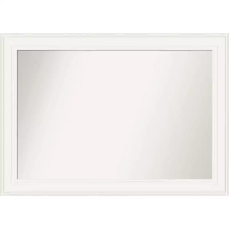 Amanti Art 42 x 30 Non-Beveled Ridge White Bathroom Wall Mirror: Modern Rectangle, Includes Mounting Hardware