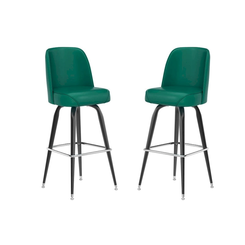 2-Pack Metal Barstools with Swivel Vinyl Bucket Seat & Footrest