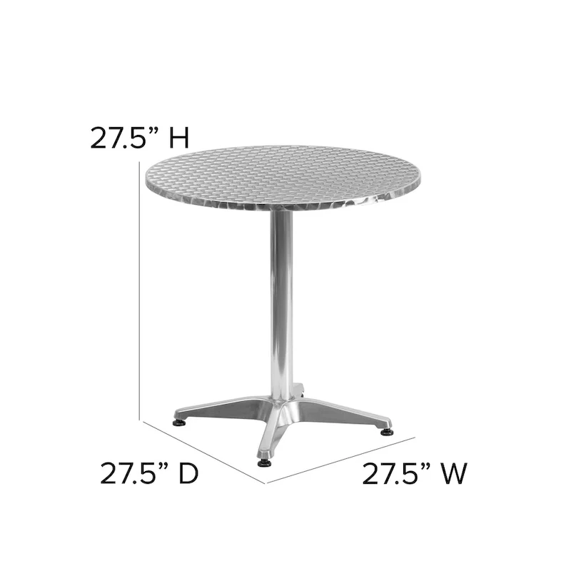27.5  Round Aluminum Smooth Top Indoor-Outdoor Table with Base