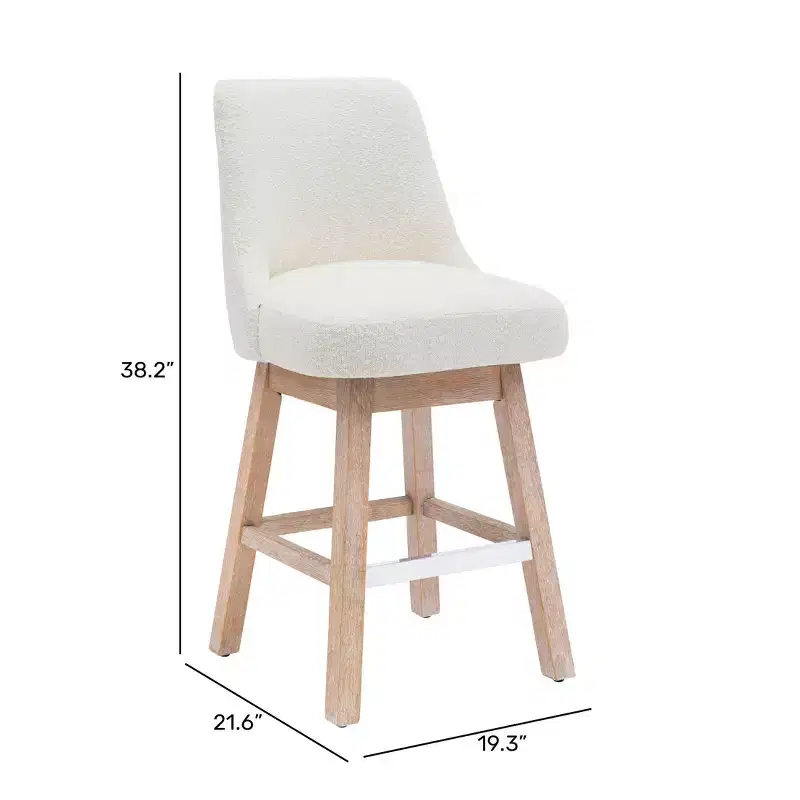 WestinTrends 26 Upholstered Swivel Counter Height Bar Stool, Cream