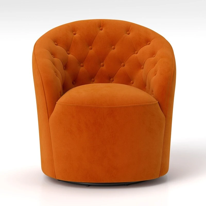 SEYNAR Modern Velvet Upholstered 360 Degree Swivel Barrel Chair with Button Tufted Back Set of 2