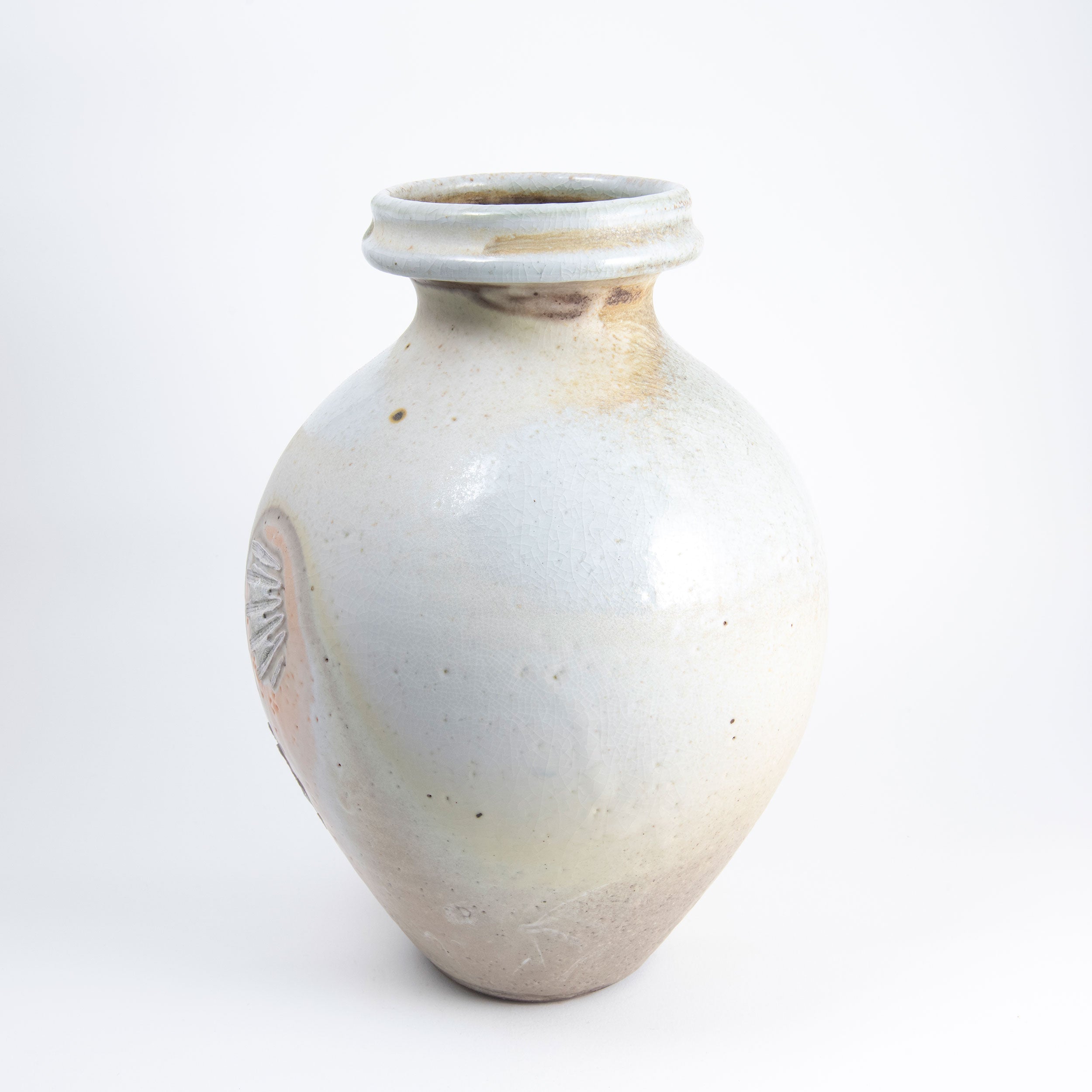 White Shino Round Vase