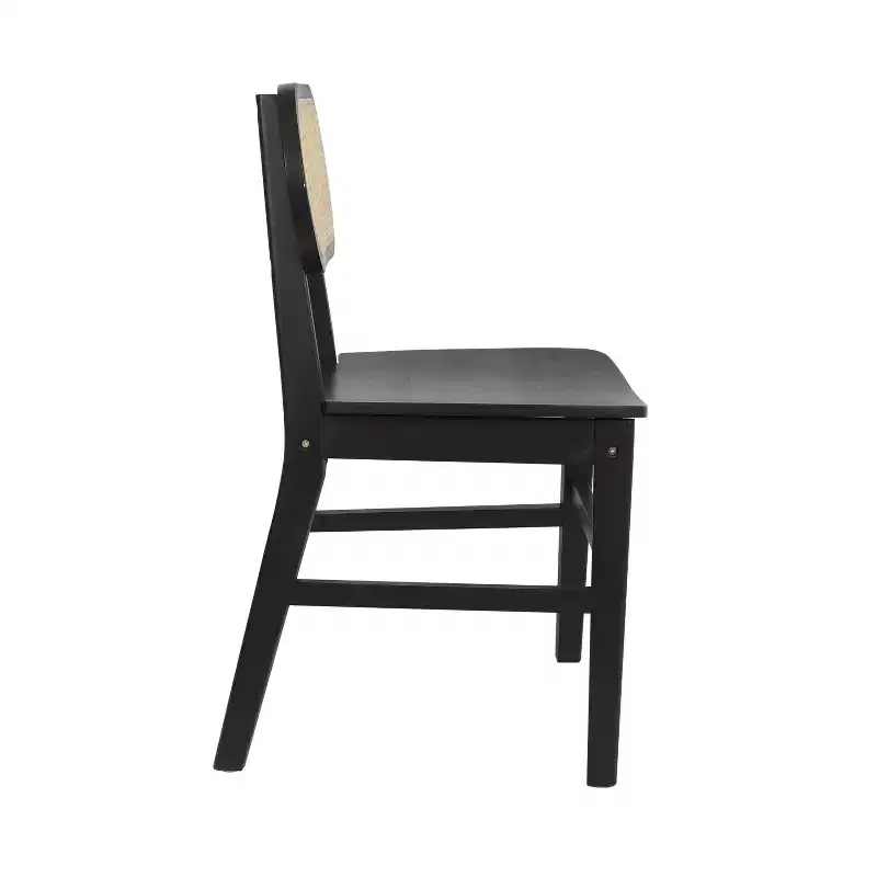 Flash Furniture Jacob Set of 2 Commercial Cane Rattan Dining and Event Chairs with Solid Wood Frame and Seat