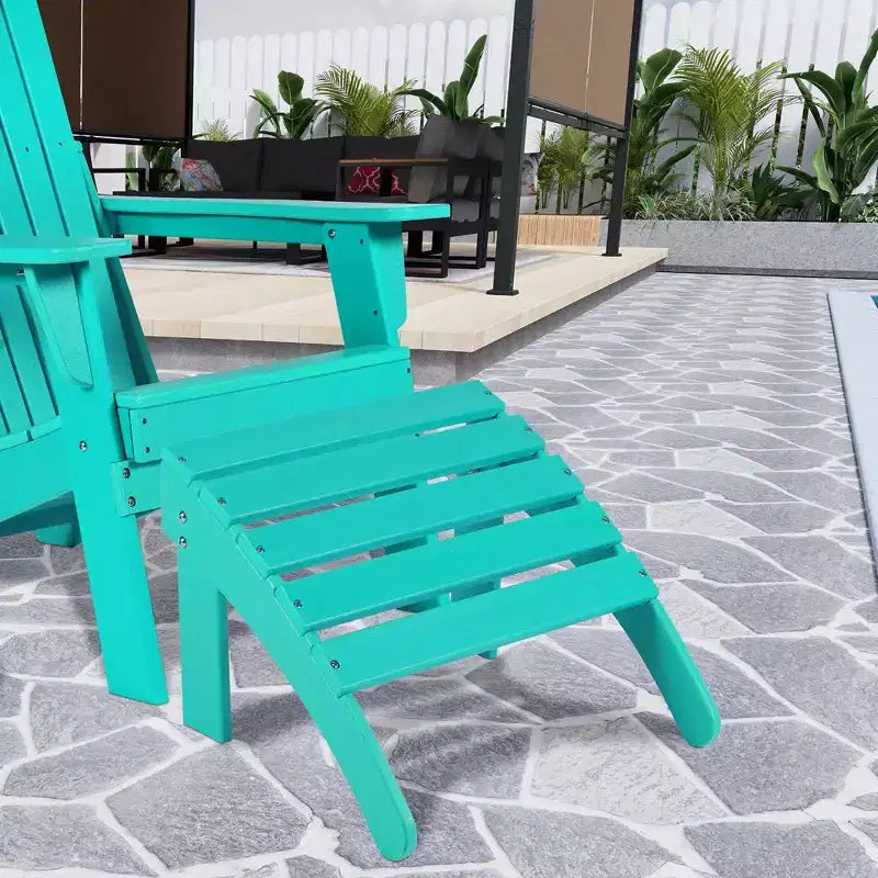 Aoodor Outdoor Adirondack Ottoman, HDPE Adirondack Chair Ottoman, Outdoor Patio Weather Resistant for Patio, Porch, Backyard, Garden, Lawn, Deck