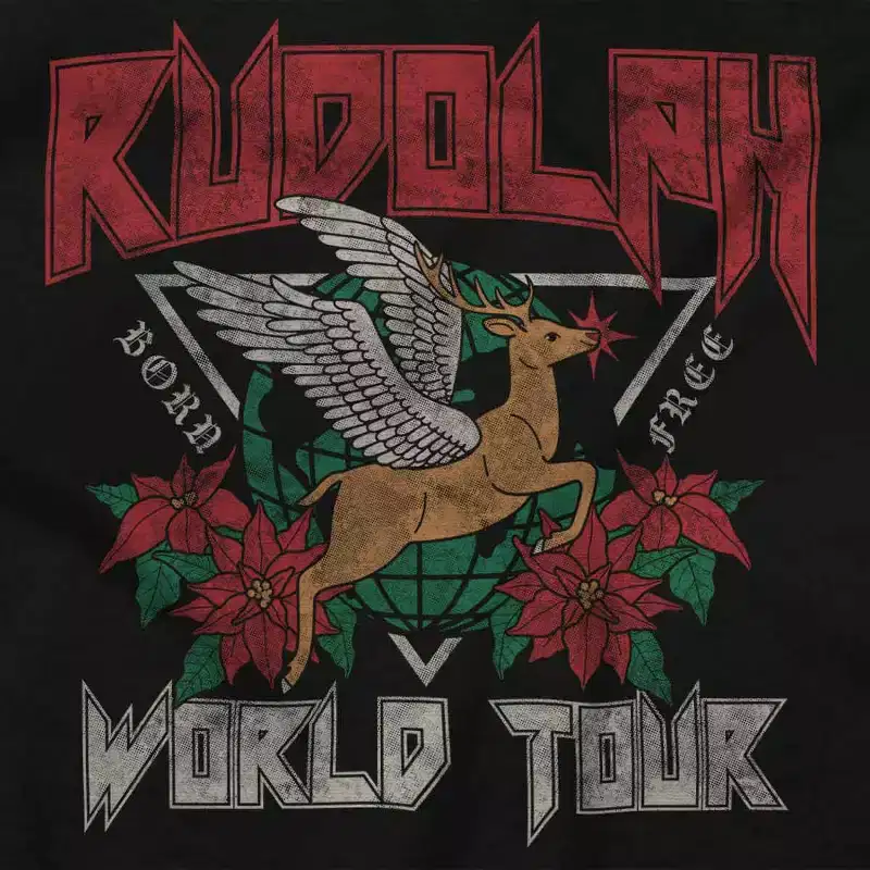 Christmas Rudolph Xmas World Tour Graphic T Shirt Men or Women Brisco Brands