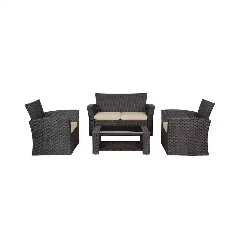 WestinTrends 4-Piece Modern Patio Conversation Sofa Set with Cushions