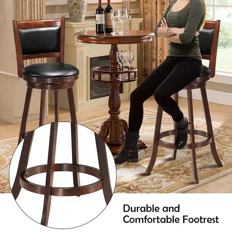 3pcs Pub Table Set 30'' Round Bar Height Table & 2pcs Swivel Bar Stools
