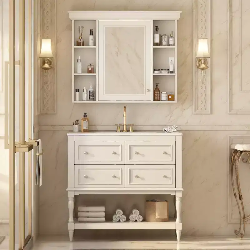 GDFStudio Alexa 36'' Modern 4-Drawer Bathroom Vanity with Floating Mirror Cabinet