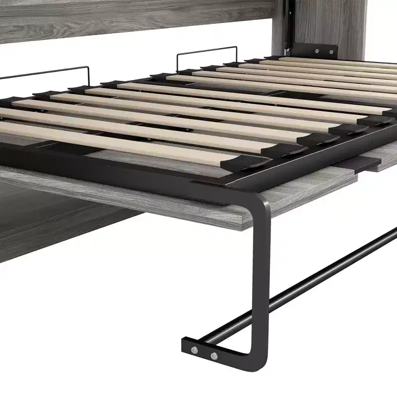 GDFStudio Bennett Metal and Wood Murphy Bed, Folded into a Cabinet