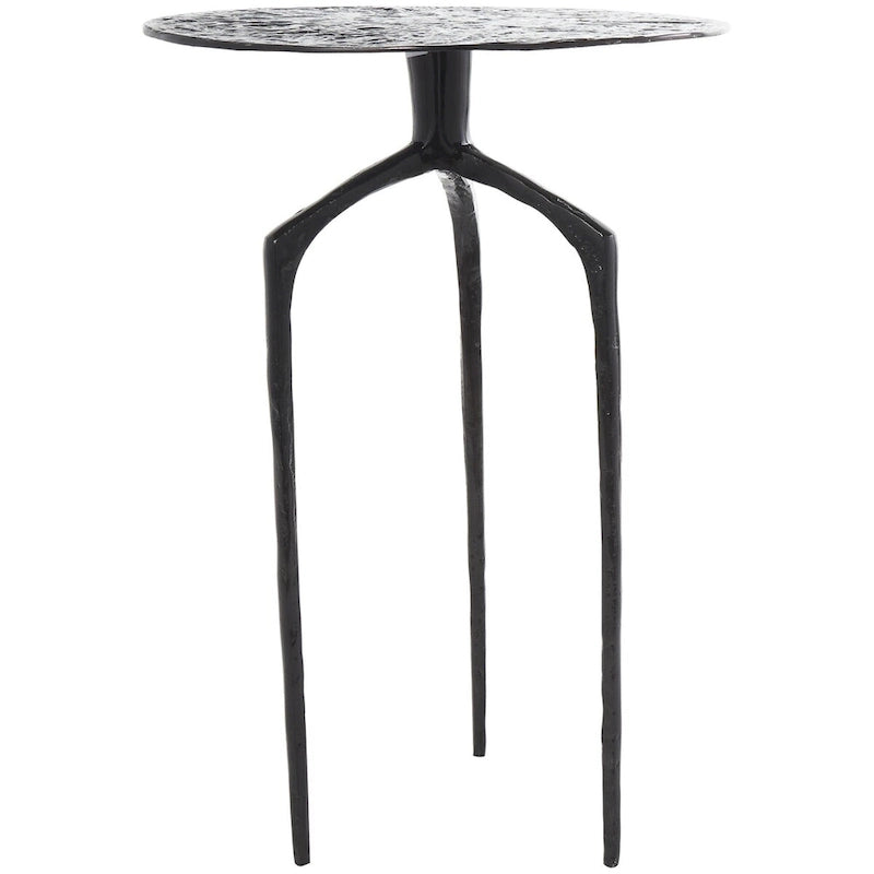 Aluminum Metal Geometric Slim Textured Side End Accent Table