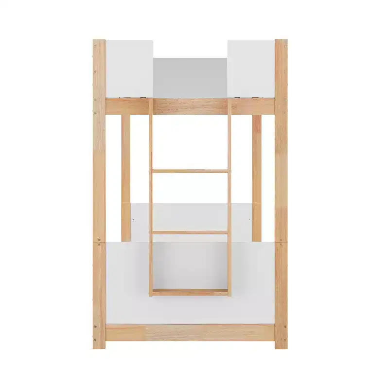 Emma and Oliver Kids Bunk Bed with Convertible, Solid Wood Frame and Easy-to-Climb Ladder with No Box Spring Required