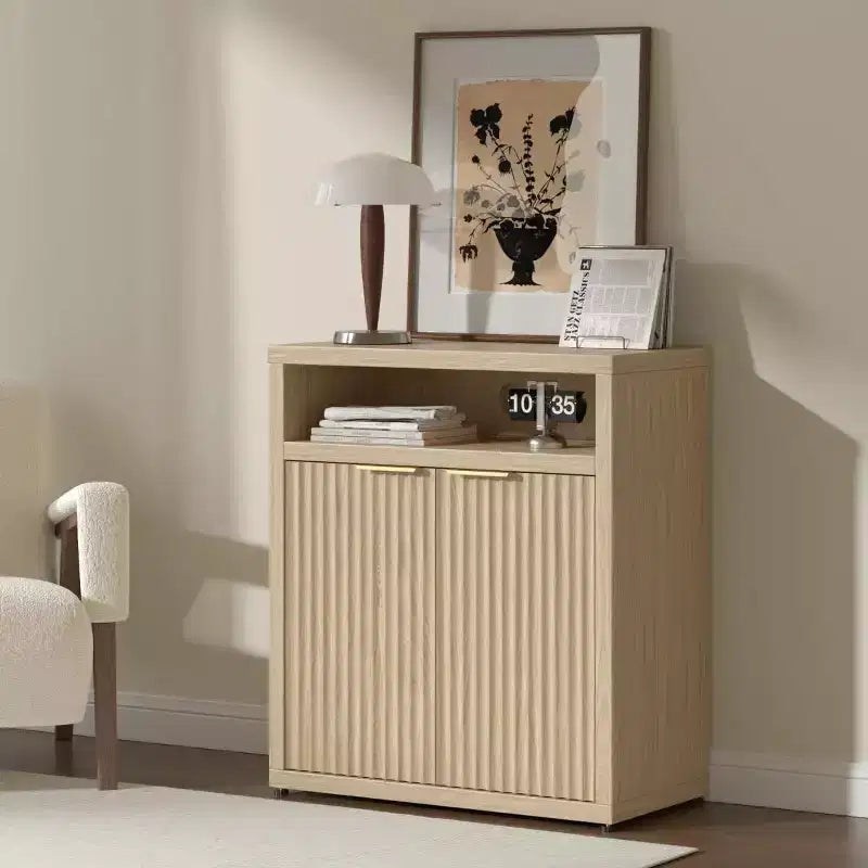 29.9 Inch Wide Sideboard Buffet Server Small Wood Kitchen Storage Cabinet Adjustable Shelves Open Rack Console Table For Dining Room