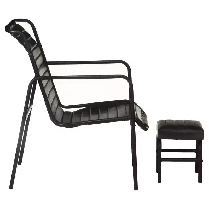 vidaXL Relaxing Armchair Dark Brown Real Leather, Powder-Coated Iron