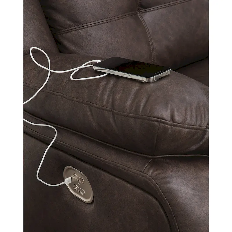 Signature Design by Ashley Punch Up Dark Brown 3-Piece Power Reclining Sectional Sofa - 112W x 39D x 41H