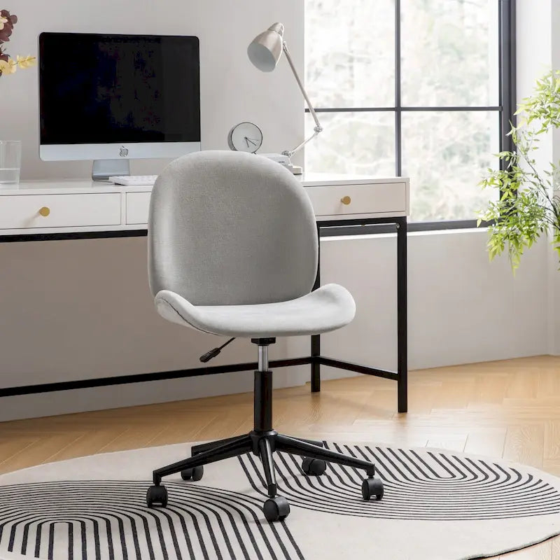 Modern Office Chair 360�� Swivel Armless with Metal Base