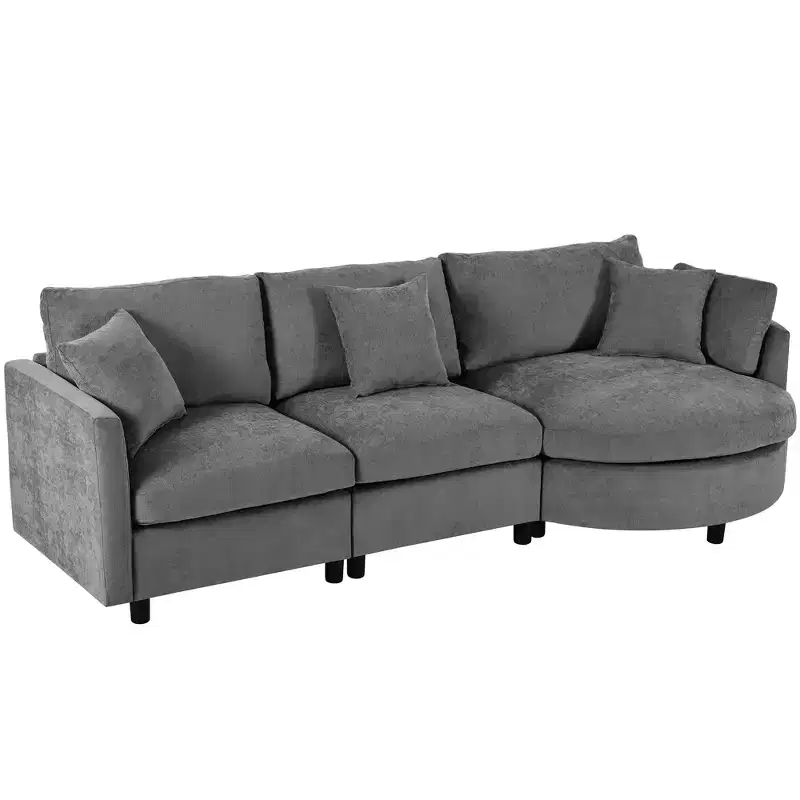 105.5 Upholstered Combination Sofas with Three Pillows and Curved Seat-ModernLuxe