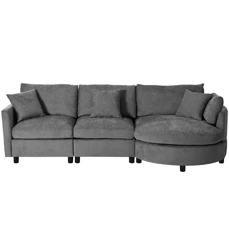 105.5 Upholstered Combination Sofas with Three Pillows and Curved Seat-ModernLuxe