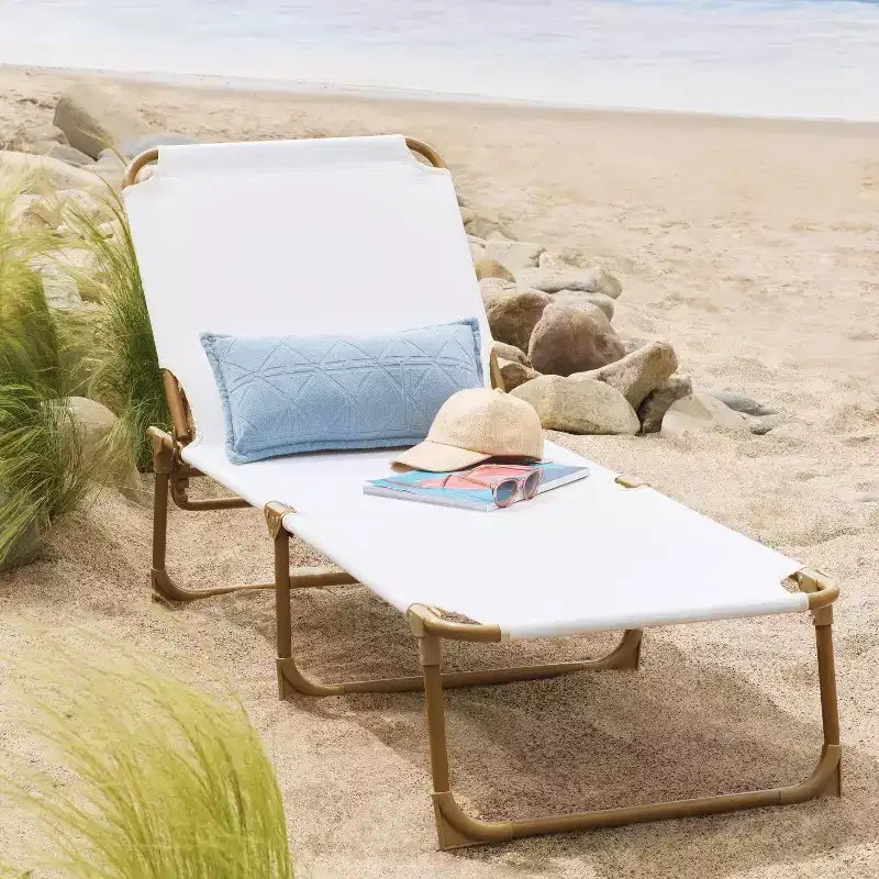 Canvas Folding Outdoor Portable Beach Lounge Chair Cream - Threshold™