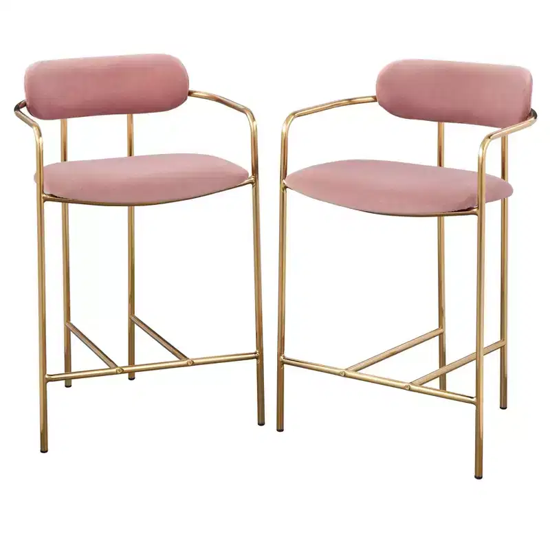 Buylateral Set of 2 Retro Velvet 24 Counter Height Barstools