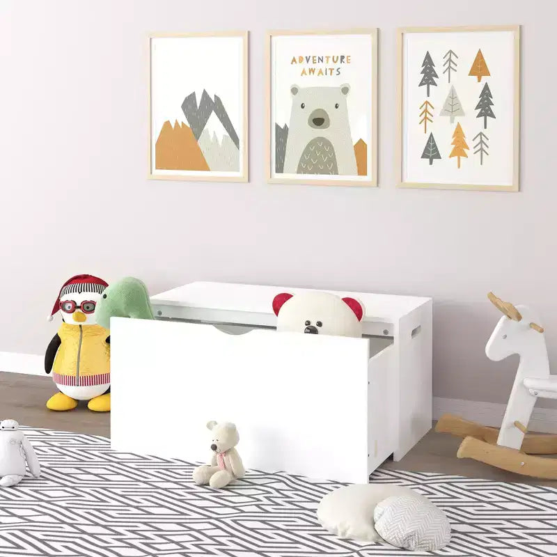 JVNOXK Kids Toy Storage Organizer with Rolling Drawer, Wooden Toy Chest with Wheels, Large Pull-Out Bin for Nursery Playroom Bedroom