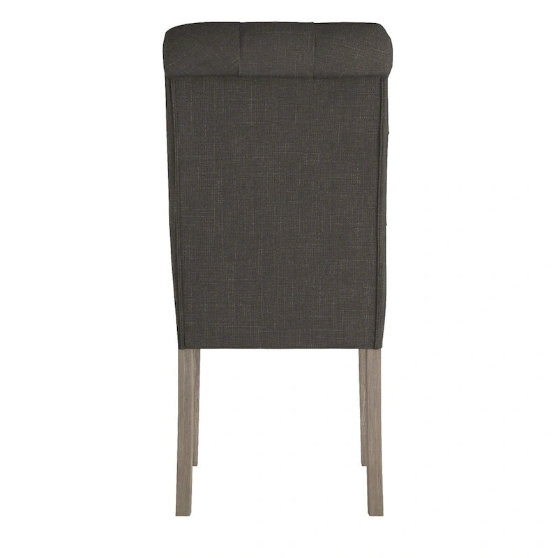 Linen Button Tufted Dining Chair with Grey Finish Legs