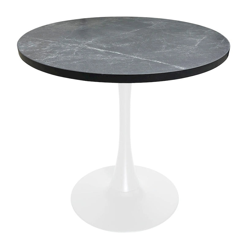 36 in. Round Dining Table for 4 with MDF Top and White Iron Base
