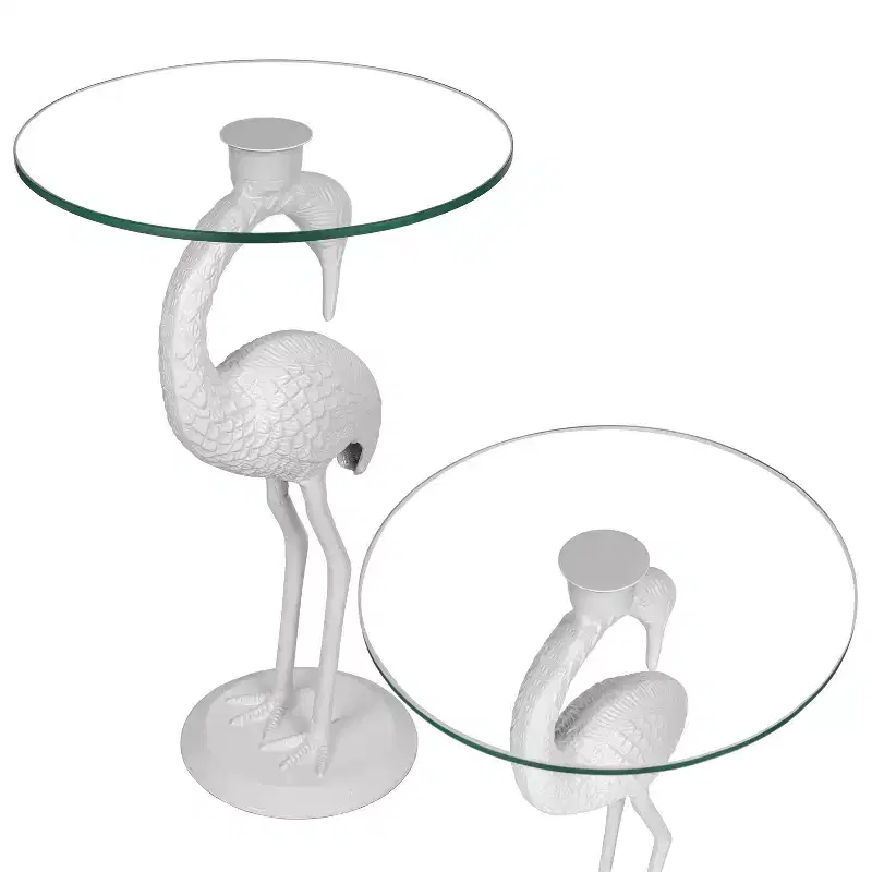 JONATHAN Y Blanche 25 Classic Mid-Century Glass Top Flamingo End Table