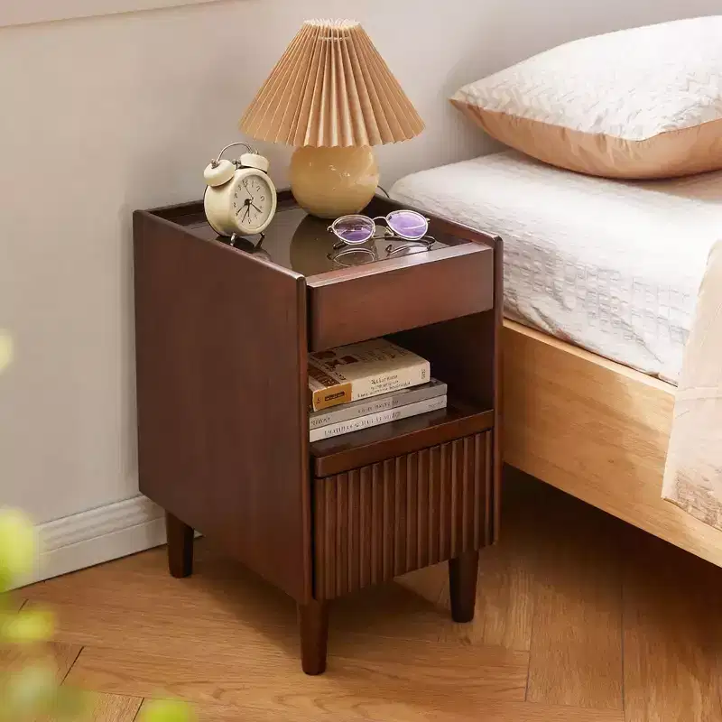 GDFStudio Ngozi Modern Rubberwood Nightstand with 1 Drawer and Open Shelves