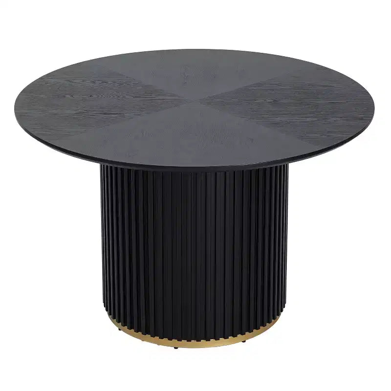 Linnea Industrial 5 Piece Upholstered Dining Chairs with Round Pedestal Dining Table