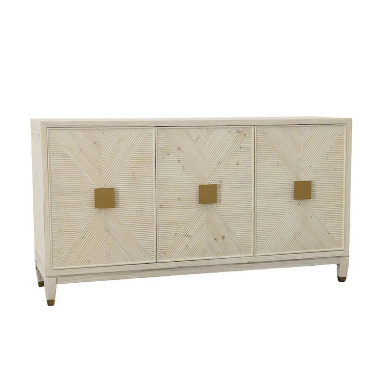 3-Door Sideboard with Routed Pine Fronts and Gold Accents