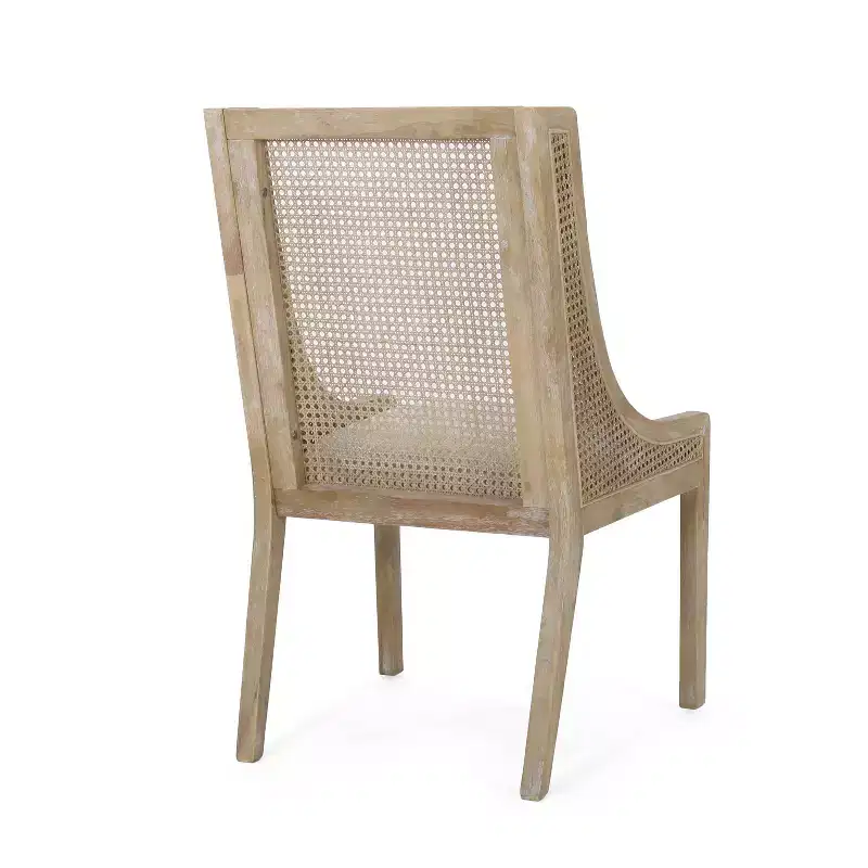 Christopher Knight Home Set of 2 Maurers Cane and Wood Upholstered Dining Chairs Beige/Natural