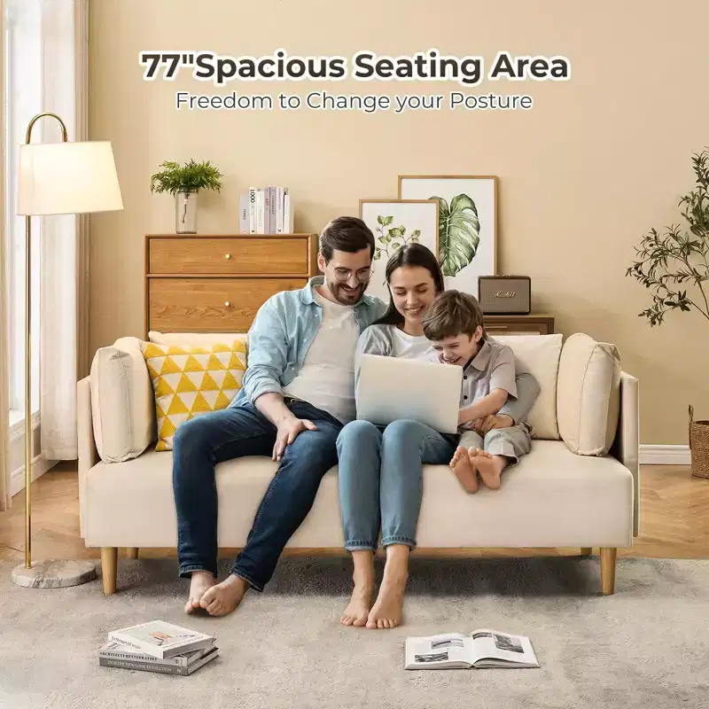 76 Sofa Couch, Comfy Upholstered Loveseat with Extra Deep Seats
