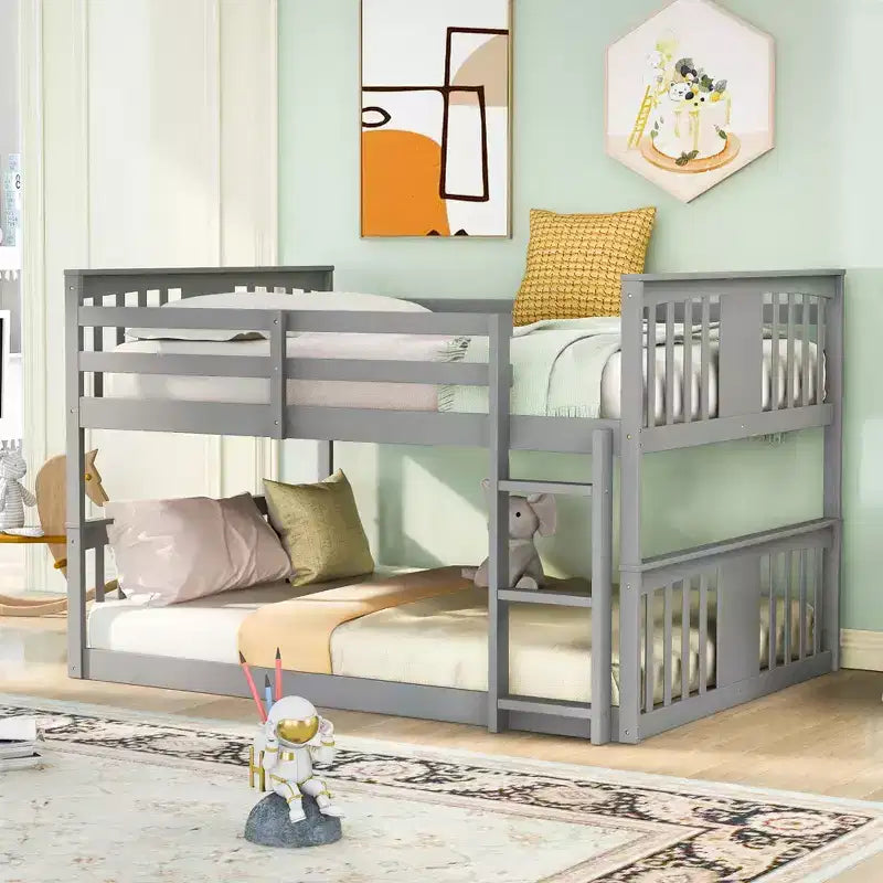 Full Over Full Bunk Bed with Ladder for Bedroom, Dorm