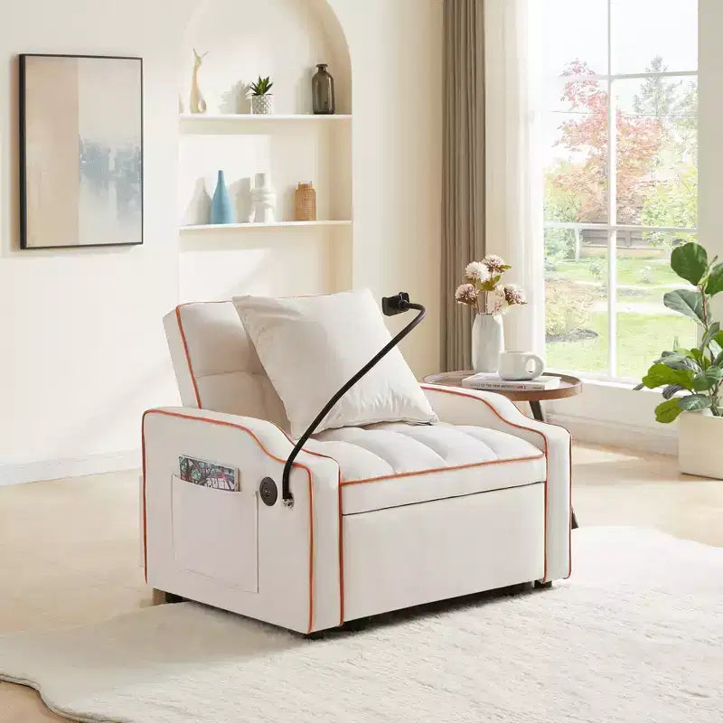 3 in 1 Convertible Sofa Chair, Sleeper Sofa Chair Bed with Adjustable Backrest, Phone Holder, USB & Type-C - ModernLuxe