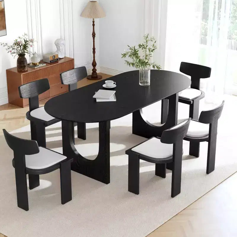 67 Wood Oval Dining Table for 4-6, Farmhouse Modern Kitchen & Dining Room