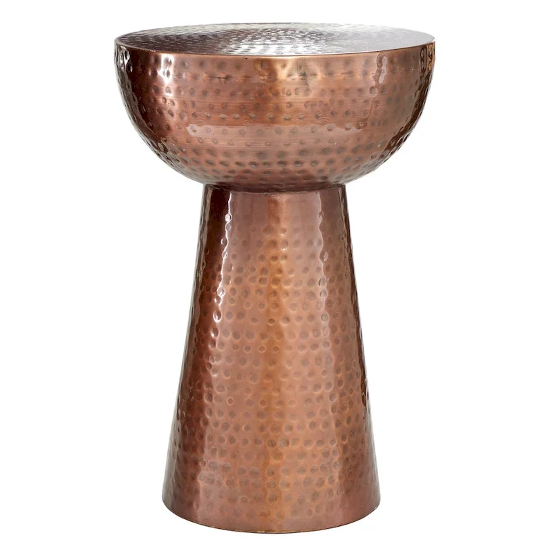 Metal Accent Table with Hammered Design - Bronze or Copper