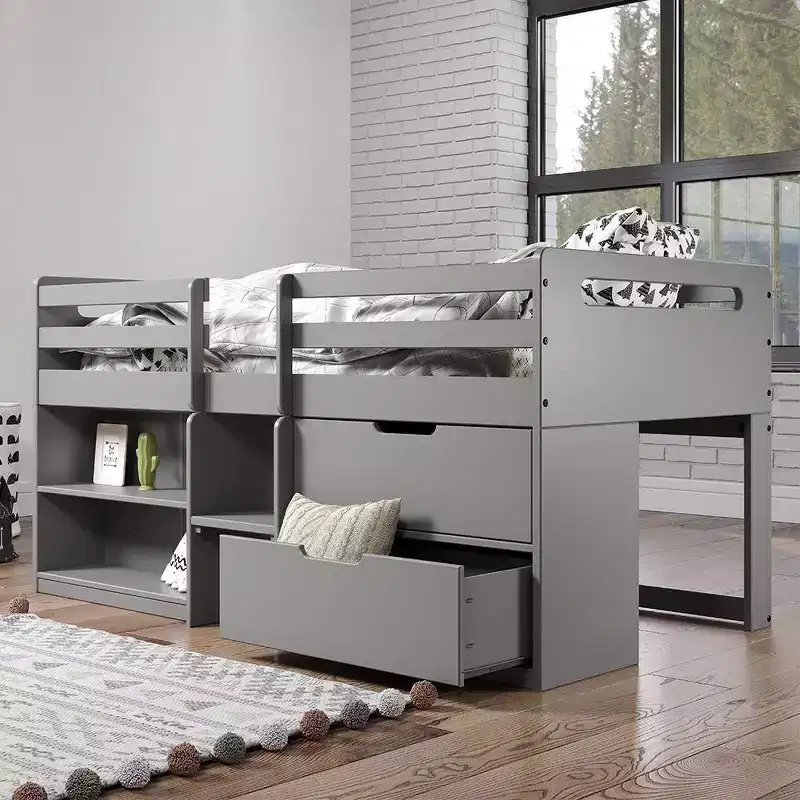 77"Twin Loft Bed Fabiana Loft and Bunk Bed Gray Finish - Acme Furniture