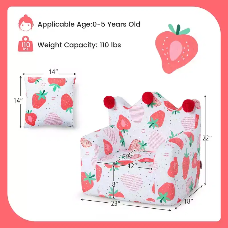 Costway Kids Sofa Chair Foam Filled Armchair Dinosaur Toddler Couch with Cover & Pillow