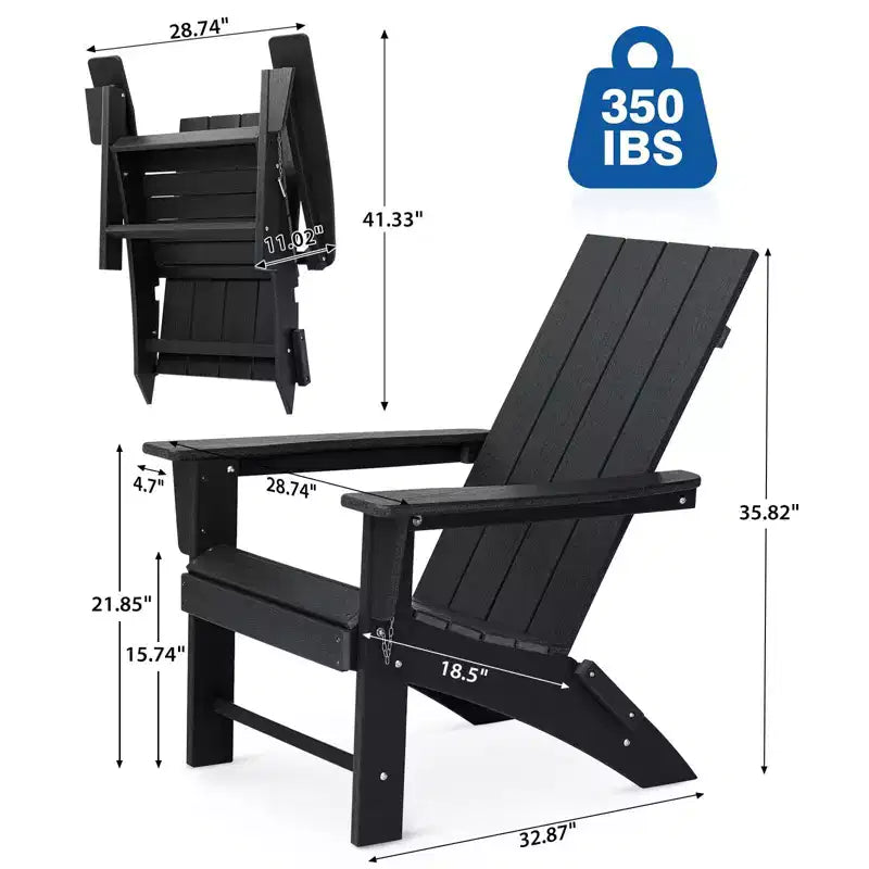 GARPROVM Upgraded Folding HDPE Adirondack Chair Weather-Resistant Outdoor Patio Chair